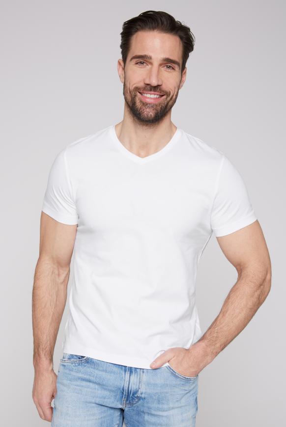 Basic T-Shirt mit V-Neck, Doppelpack optic white / optic white