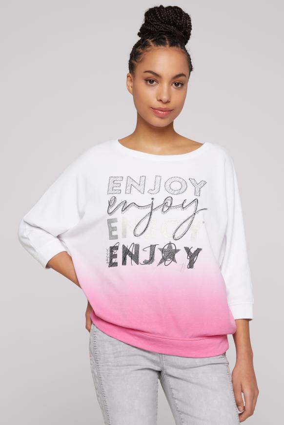 Sweatshirt Dip Dye mit Glitter Artwork opticwhite / pink punch