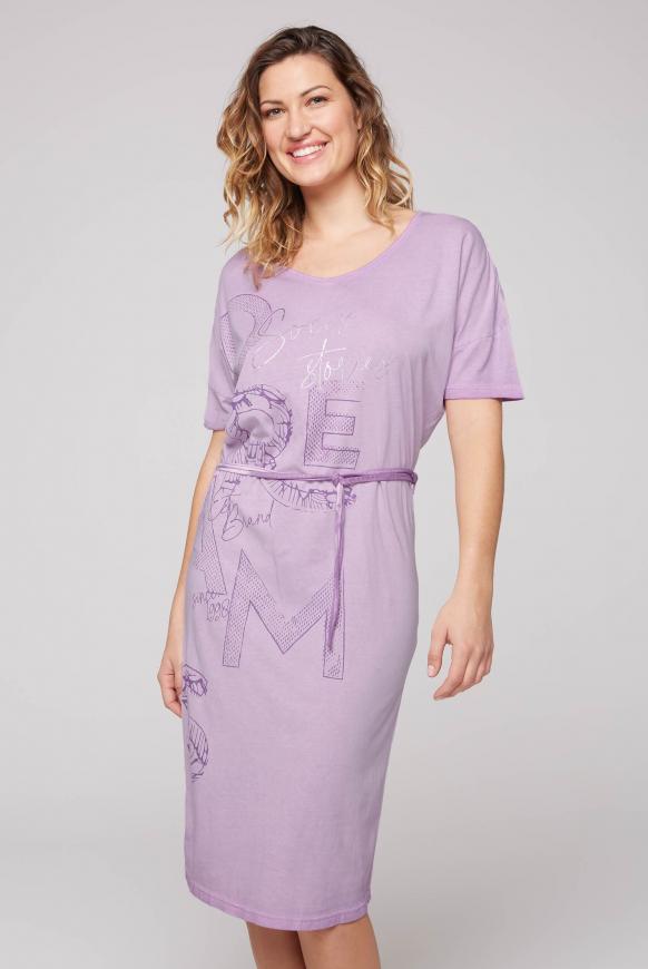 T-Shirt-Kleid mit großem Wording Print lavender sky
