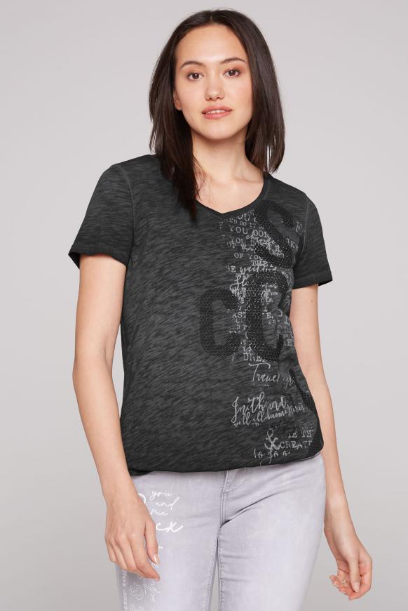 T-Shirt mit Logo Print und Elastiksaum black
