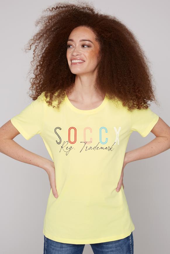 T-Shirt mit Rundhalsausschnitt faded yellow
