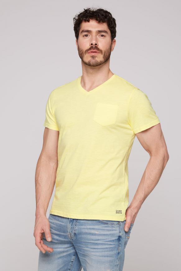 T-Shirt V-Neck mit Brusttasche sun