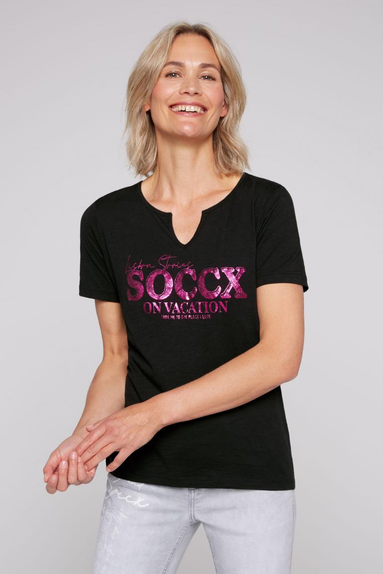 T-Shirt mit Label Print black - CAMP DAVID & SOCCX