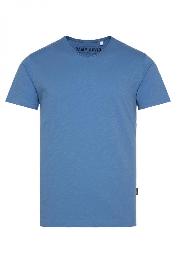 Basic T-Shirt V-Neck mit Used-Kante
