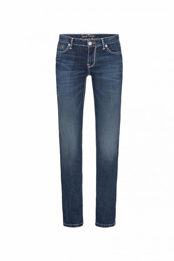 Regular Fit Jeans RO:MY mit weißen Nähten dark used vintage