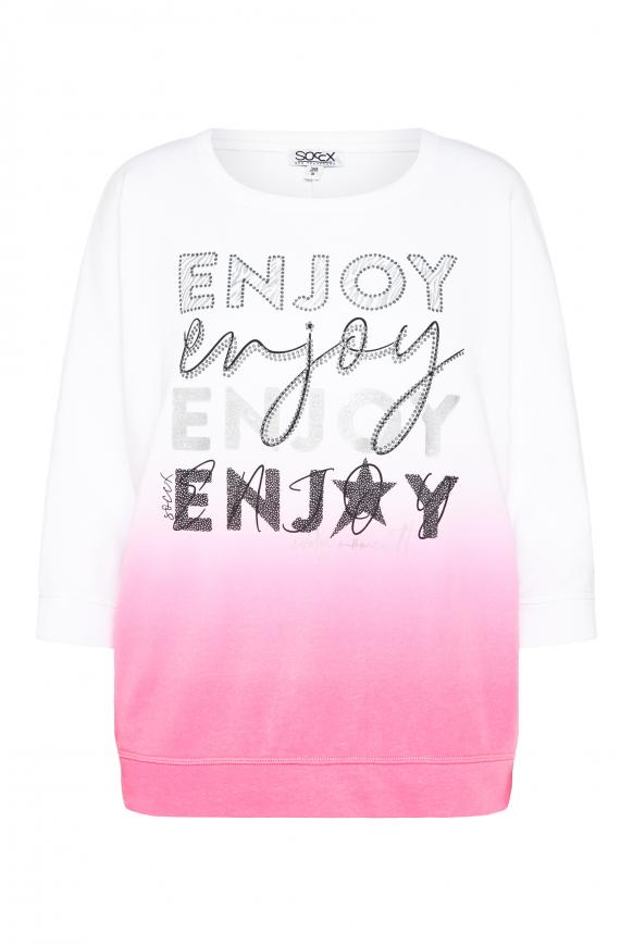 Sweatshirt Dip Dye mit Glitter Artwork opticwhite / pink punch