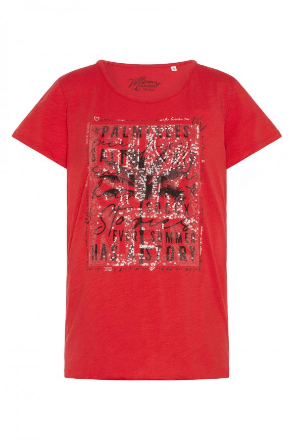 T-Shirt mit Pailletten-Artwork red orange