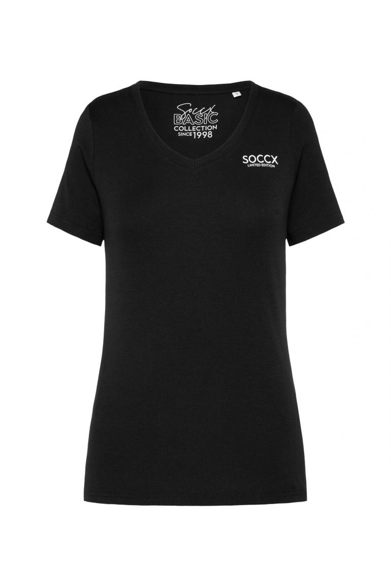 Basic SOCCX & mit V-Ausschnitt - T-Shirt black CAMP DAVID