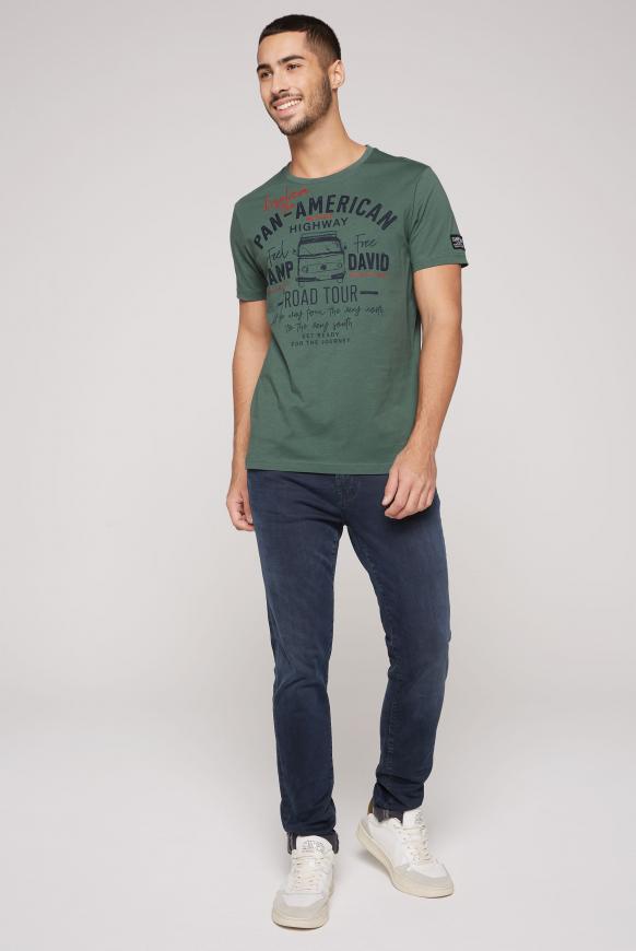 CAMP DAVID & SOCCX | T-Shirt mit Label Prints und Stickereien grey green