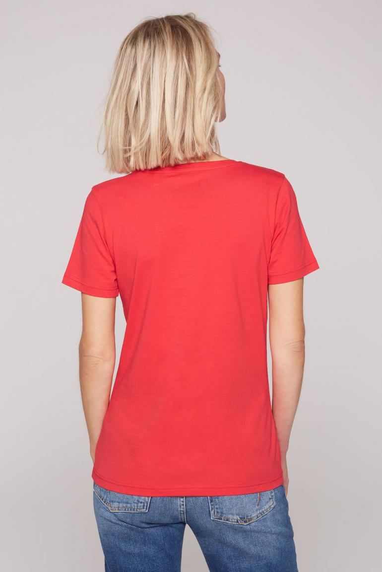 CAMP DAVID & SOCCX | T-Shirt Rundhals mit Label Print red orange