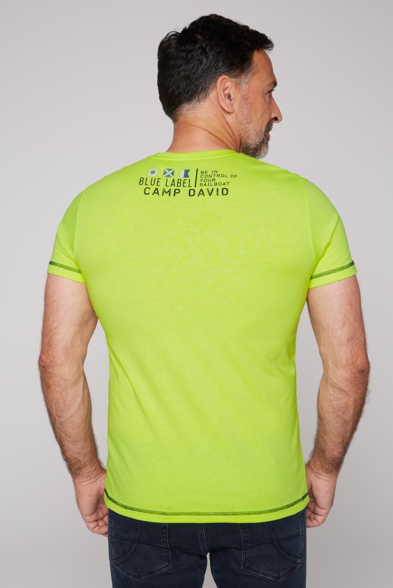 CAMP DAVID & lime Artwork mit Rundhals SOCCX Print neon T-Shirt 