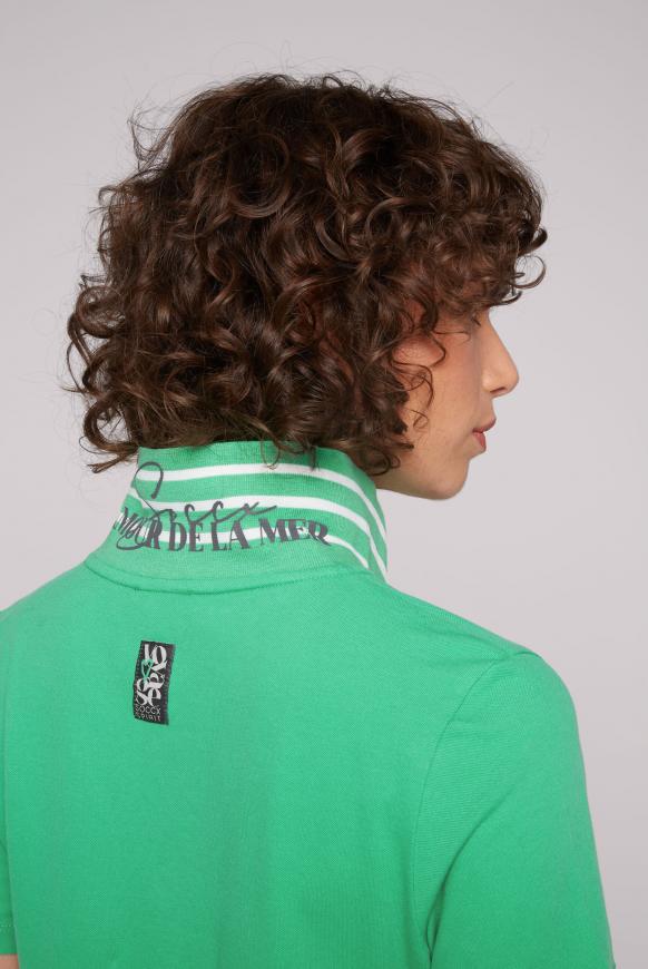CAMP DAVID & SOCCX | Poloshirt aus Pikee mit Artwork frenchy green